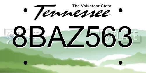 8BAZ563 Tennessee License Plate