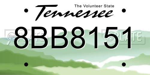 8BB8151 Tennessee License Plate