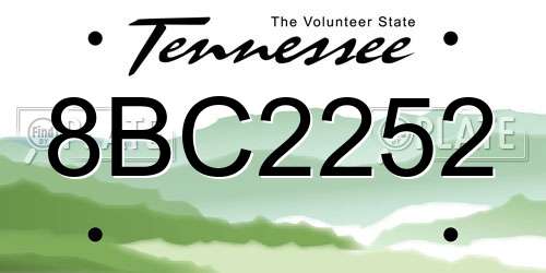 8BC2252 Tennessee License Plate
