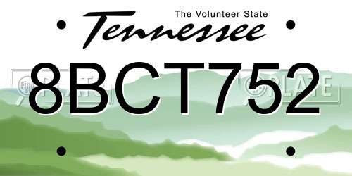 8BCT752 Tennessee License Plate