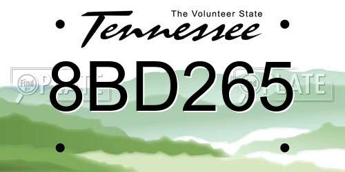 8BD265 Tennessee License Plate