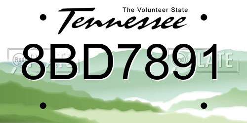 8BD7891 Tennessee License Plate