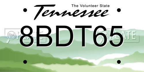 8BDT65 Tennessee License Plate
