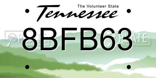 8BFB63 Tennessee License Plate