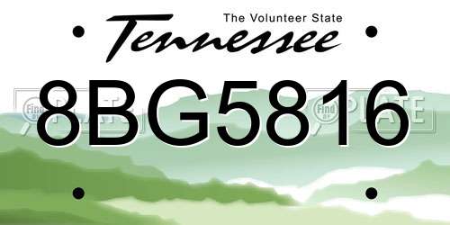 8BG5816 Tennessee License Plate
