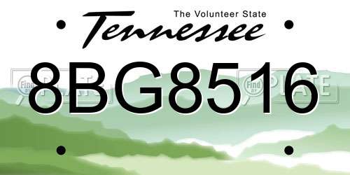 8BG8516 Tennessee License Plate