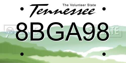 8BGA98 Tennessee License Plate