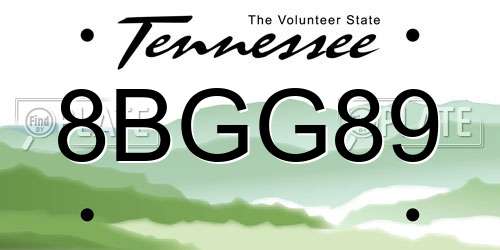 8BGG89 Tennessee License Plate