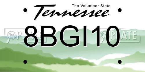 8BGI10 Tennessee License Plate