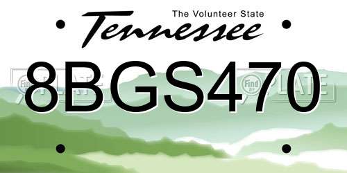 8BGS470 Tennessee License Plate