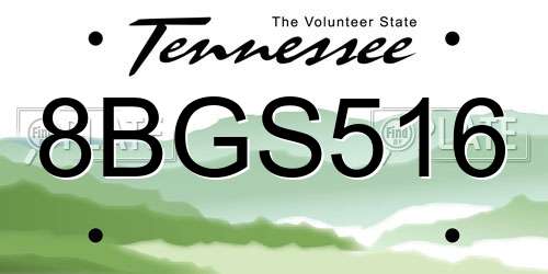 8BGS516 Tennessee License Plate