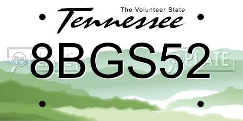 8BGS52 Tennessee License Plate