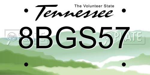 8BGS57 Tennessee License Plate