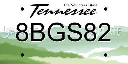 8BGS82 Tennessee License Plate