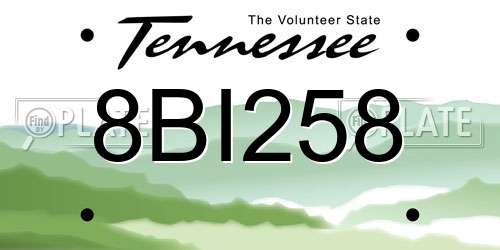 8BI258 Tennessee License Plate