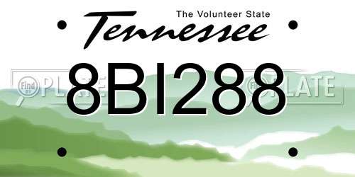 8BI288 Tennessee License Plate