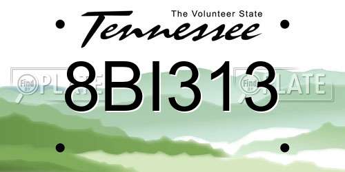 8BI313 Tennessee License Plate