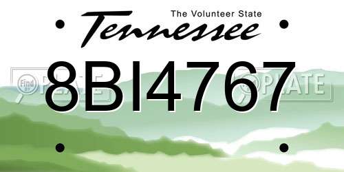 8BI4767 Tennessee License Plate