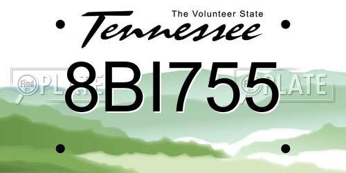 8BI755 Tennessee License Plate