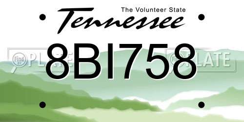 8BI758 Tennessee License Plate