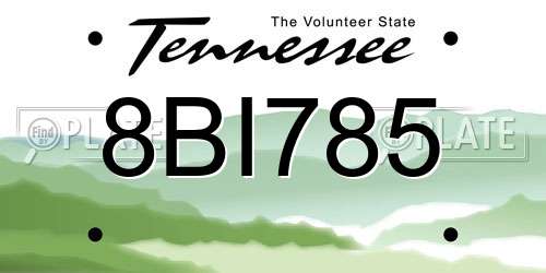 8BI785 Tennessee License Plate