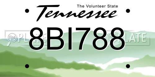 8BI788 Tennessee License Plate