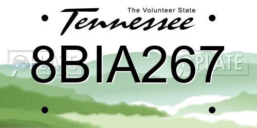 8BIA267 Tennessee License Plate