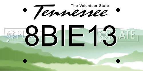 8BIE13 Tennessee License Plate