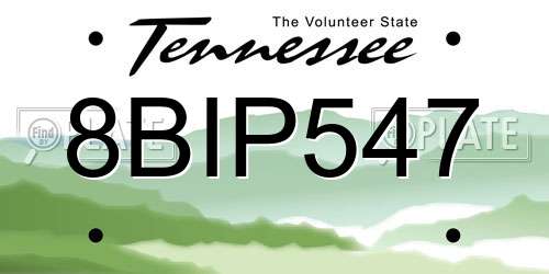 8BIP547 Tennessee License Plate