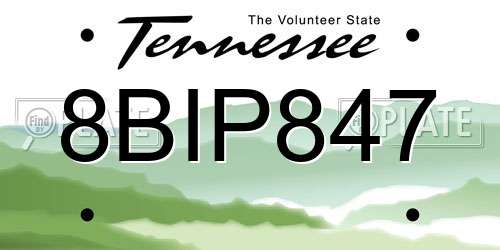8BIP847 Tennessee License Plate