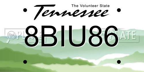8BIU86 Tennessee License Plate