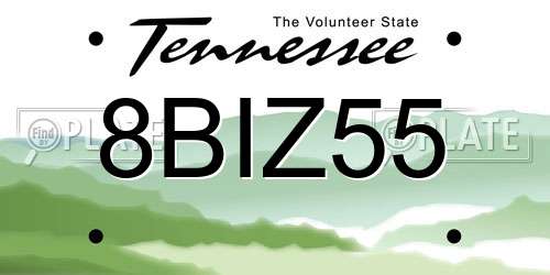 8BIZ55 Tennessee License Plate