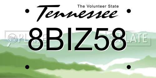 8BIZ58 Tennessee License Plate