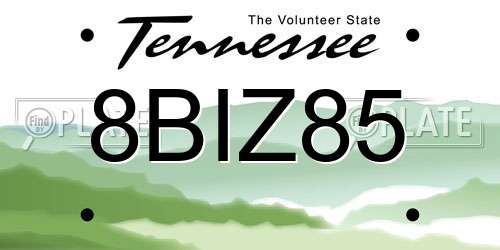 8BIZ85 Tennessee License Plate