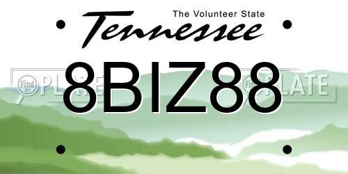 8BIZ88 Tennessee License Plate