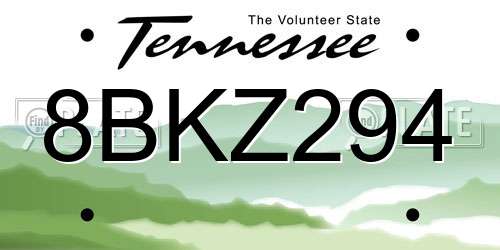 8BKZ294 Tennessee License Plate