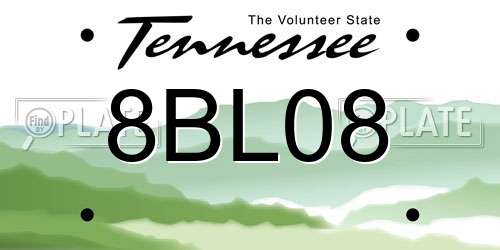 8BL08 Tennessee License Plate