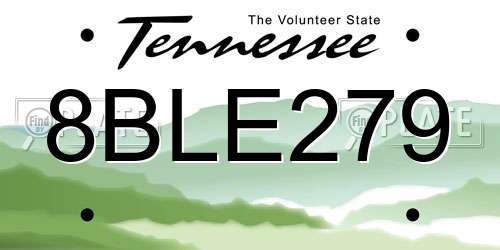 8BLE279 Tennessee License Plate