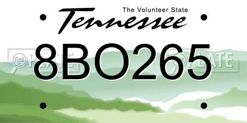 8BO265 Tennessee License Plate