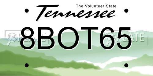 8BOT65 Tennessee License Plate