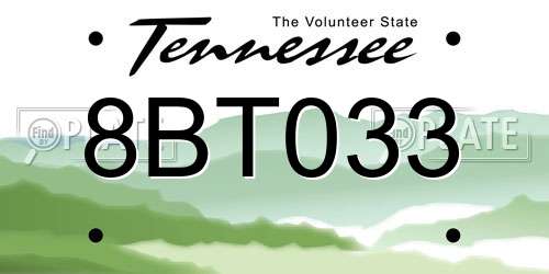 8BT033 Tennessee License Plate
