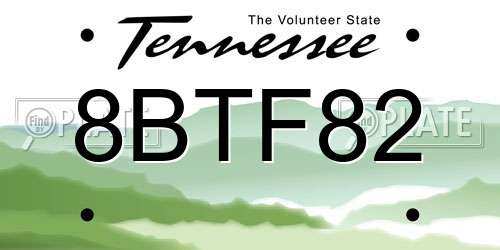 8BTF82 Tennessee License Plate