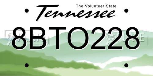 8BTO228 Tennessee License Plate