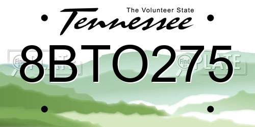 8BTO275 Tennessee License Plate