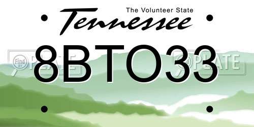 8BTO33 Tennessee License Plate