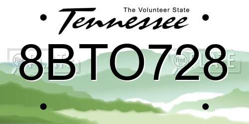 8BTO728 Tennessee License Plate
