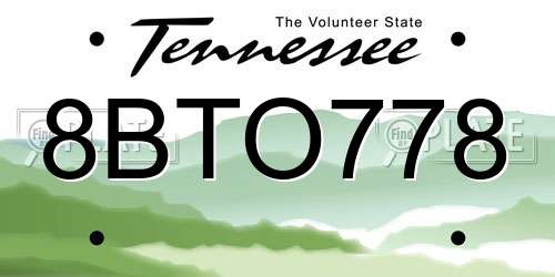 8BTO778 Tennessee License Plate