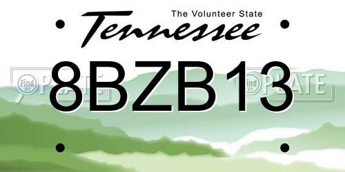 8BZB13 Tennessee License Plate