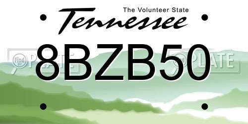8BZB50 Tennessee License Plate