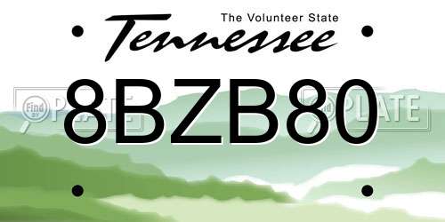 8BZB80 Tennessee License Plate